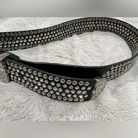 - Studded Black Belt with Silver Buckle - Picture 4 of 7